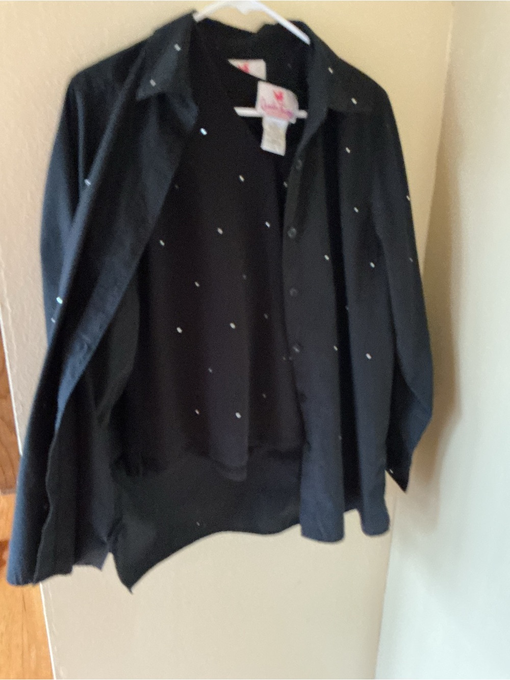 Quacker Factory Black Button-Up Jacket with Crystal Dots